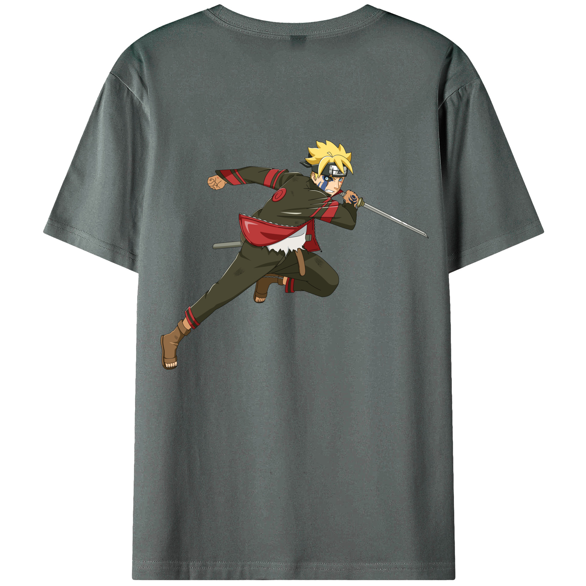 （画像用） NARUTO -ナルト- うずまき ボルト Uzumaki Boruto 綿100％ メンズ半袖Tシャツ（バックプリント） 通気性